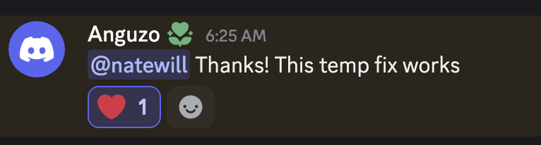 Anguzo: @natewill Thanks! This temp fix works